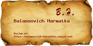 Balassovich Harmatka névjegykártya